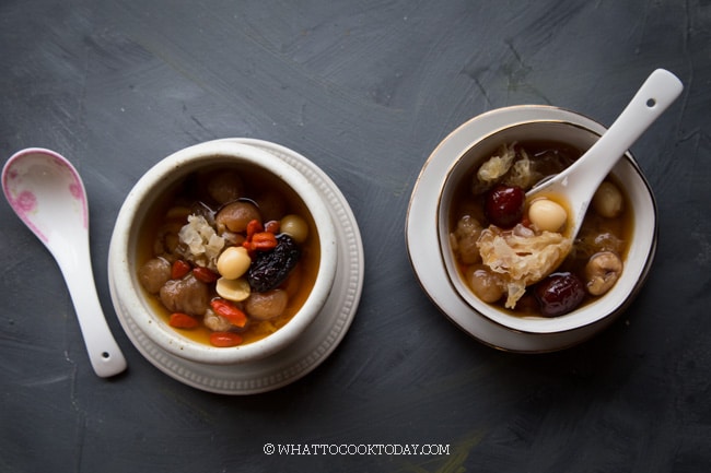 snow fungus soup, a sweet dessert soup from the Cantonese people of China