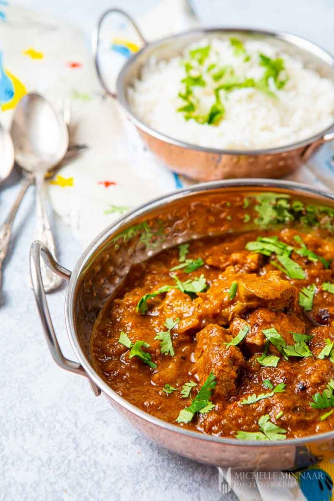A spicy red Pakistani lamb curry called dopiaza