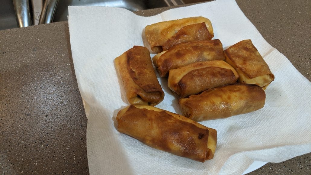 Fried pongu lumpia, without the powdered sugar topping