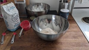 Msemmen dry ingredients in a mixing bowl