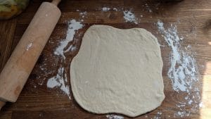 Msemen dough rolled out